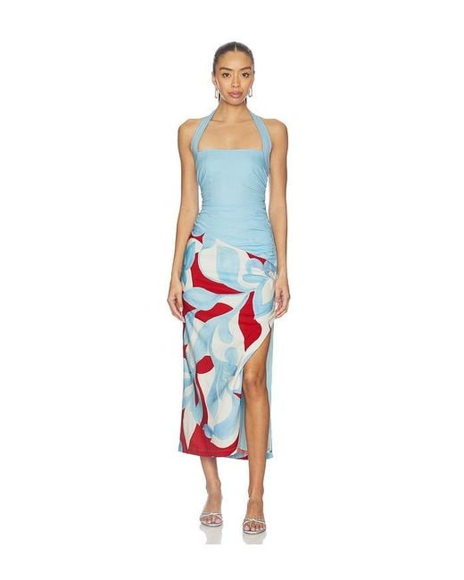 Seven Wonders White Evie Halter Ruched Midi Dress
