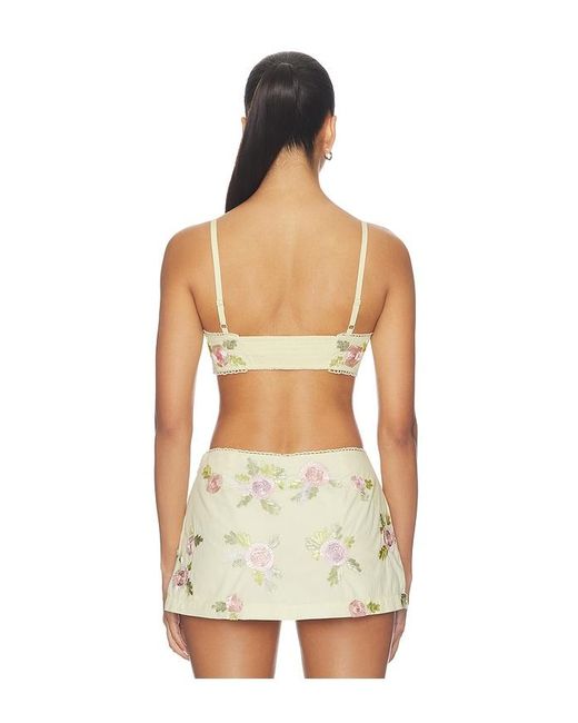 For Love & Lemons Yellow Ribbon Flowers Top