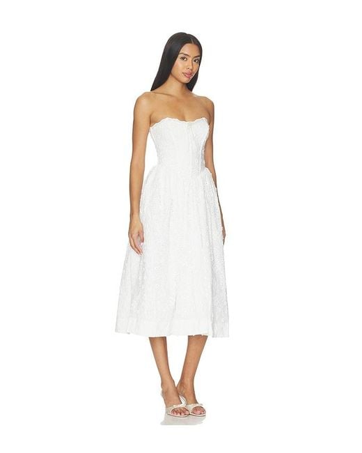 For Love & Lemons White Laura Eyelet Midi Dress