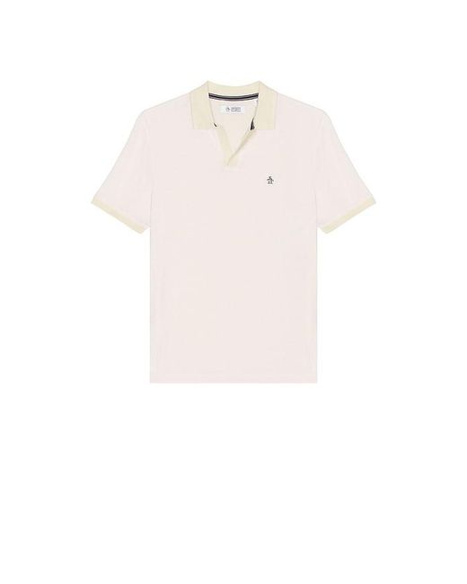 Original Penguin White Jacquard Honeycomb Polo for men