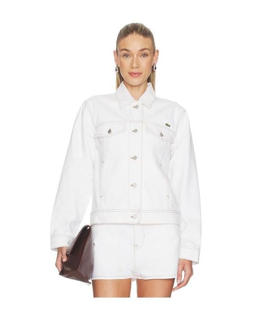 Lacoste White Slim Fit Denim Jacket