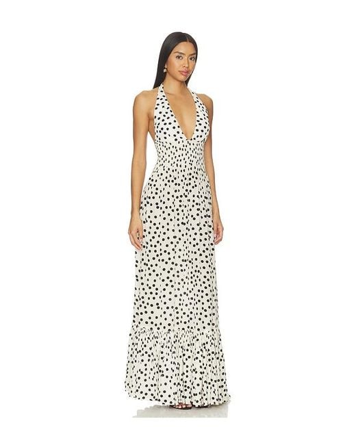 Leslie Amon White Ari Halter Maxi Dress