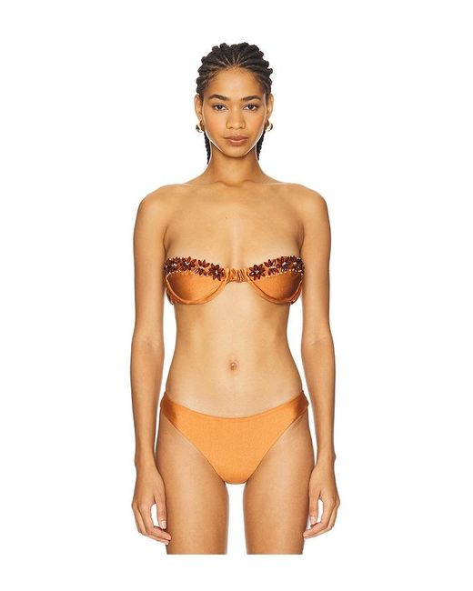 PATBO Orange Jersey Sands Beaded Bikini Top