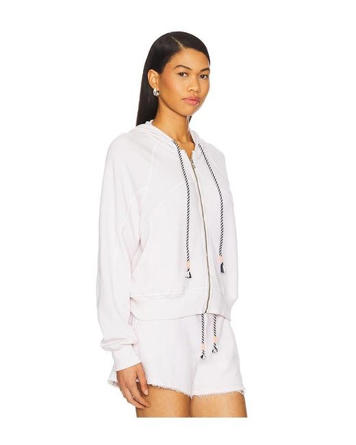 Sundry White Horizon Zip Hoodie