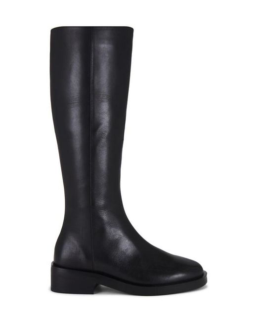 Tony Bianco Black Leather Almond-Toe Block-Heel Boots