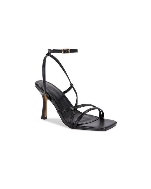 superdown Black Strappy Square-Toe Faux Leather Heels