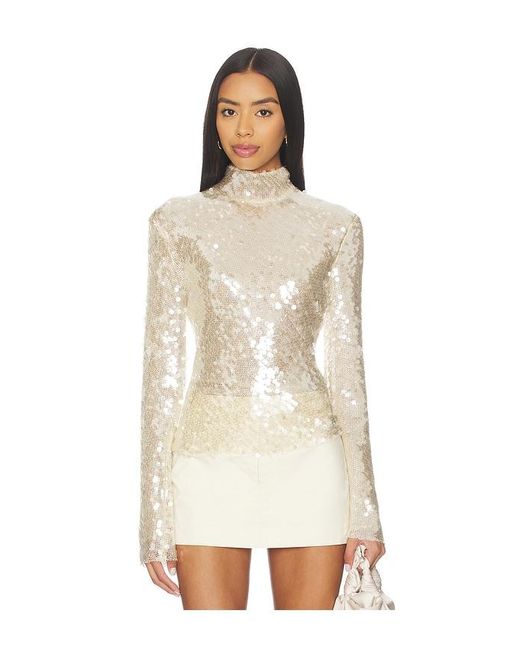 Monse White Sequin Mesh Top