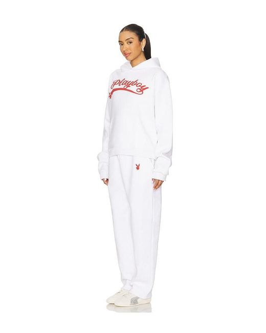 Playboy White Logo Hoodie And Sweatpant Set