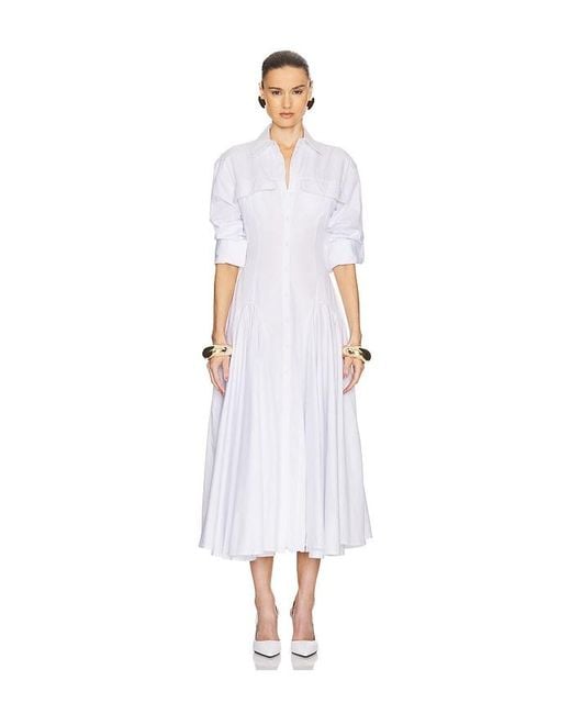 Helsa White Godet Shirt Dress