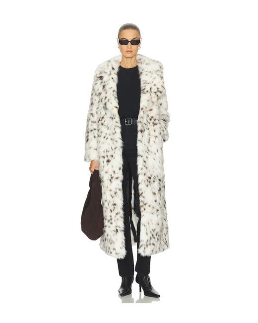 Apparis White Gabrielle Snow Leopard Maxi Coat