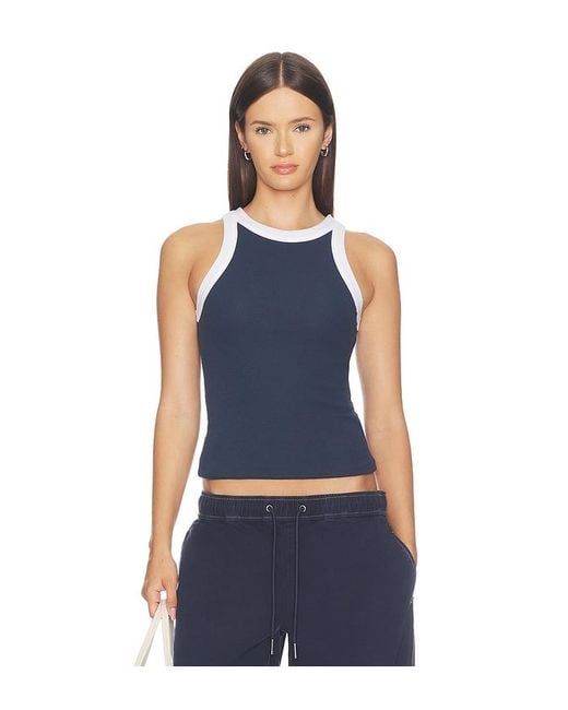 Hudson Blue Ribbed Racer Tank Top