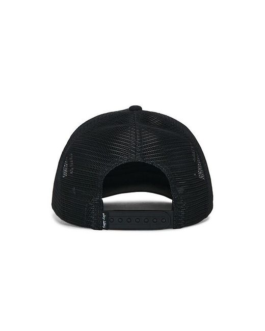 Happy Caps Black Leather Studded Script Meshback for men
