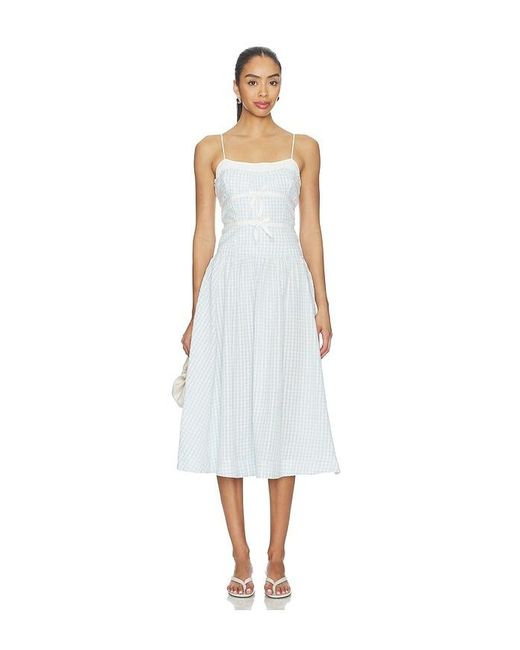 For Love & Lemons White Georgia Gingham Midi Dress
