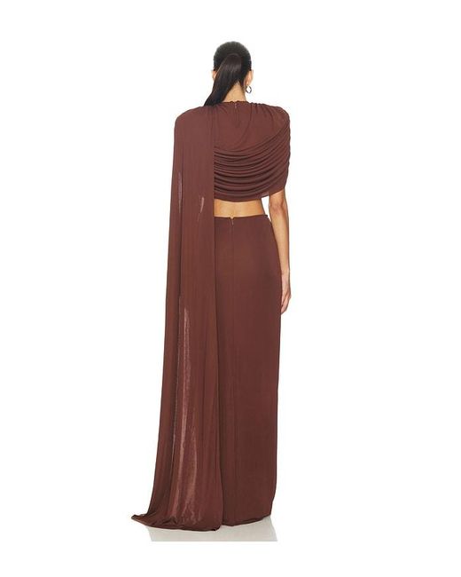 The New Arrivals Ilkyaz Ozel Red Khara Long Trained Jersey Top