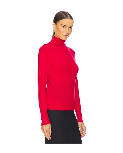 L'Agence Red Flora Turtleneck Top