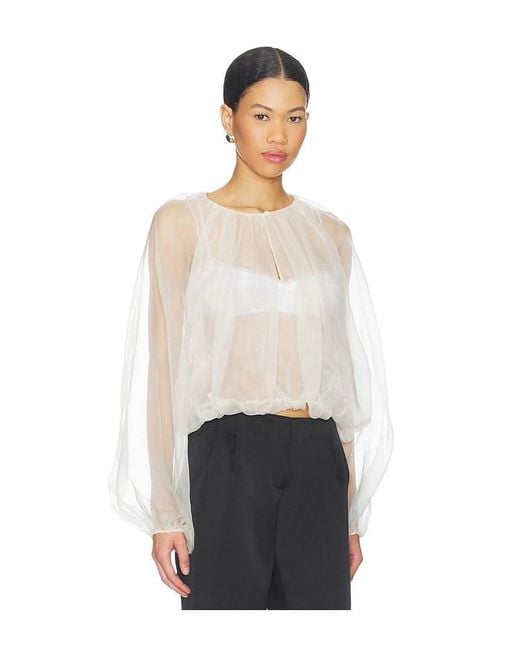 FRAME White The Sheer Balloon Blouse
