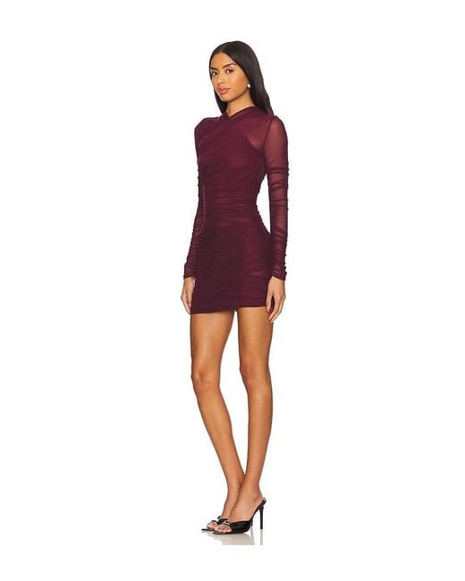 SER.O.YA Red Moxey Ruched Mesh Mini Dress