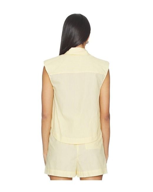 Jonathan Simkhai Natural Winslow Short Sleeve Cropped Shirt
