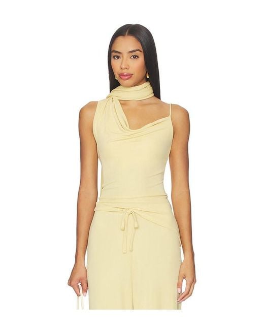 AYA MUSE Natural Asymmetrical Scarf Tank Top