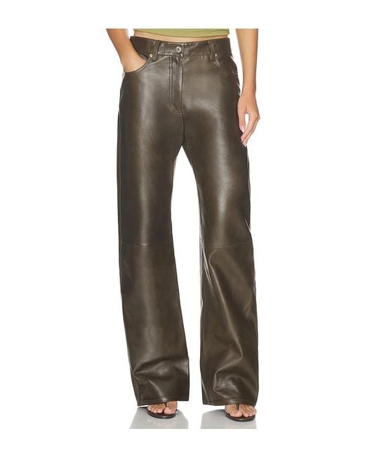 Helmut Lang Gray Leather Bootcut Pant