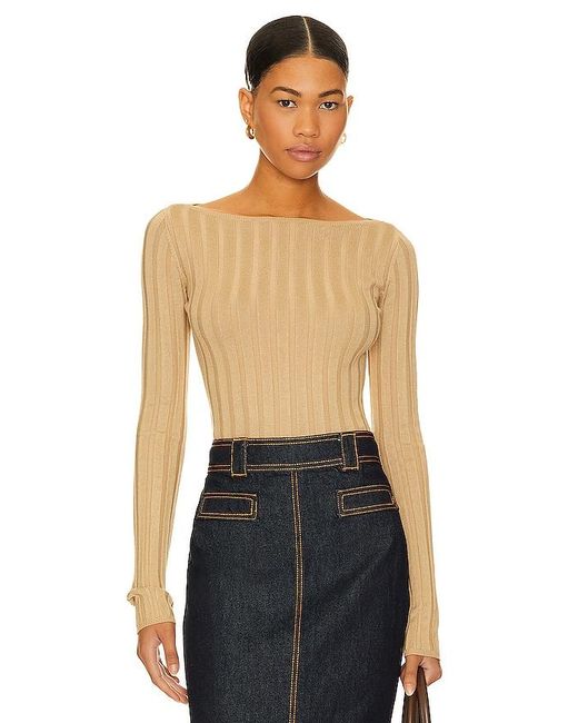 L'academie Blue 'Academie Kayce Long Sleeve Rib Top
