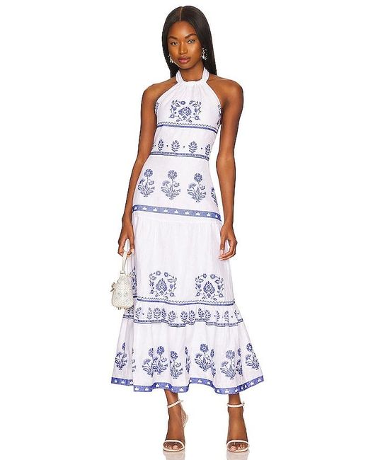 MILLY Blue Dea Cross Stitch Embroidered Dress