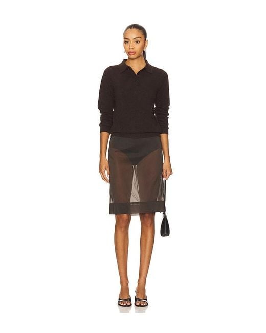 Enza Costa Black Knit Cashmere Polo Sweater