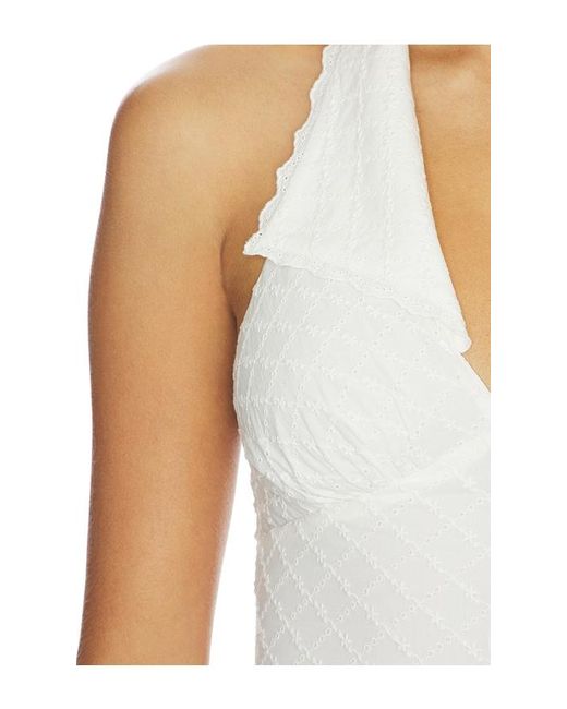 Mirror Palais White Eyelet Mini Dress