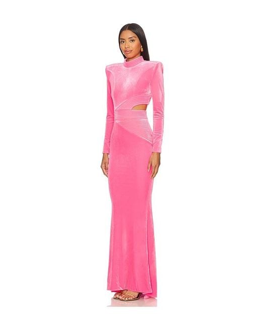 Zhivago Velvet Cut Out Mockneck Gown in Pink Lyst UK