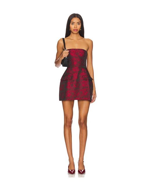 Amanda Uprichard Red Strapless Smocked Jacquard Romper