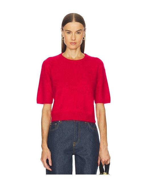 Rag & Bone Red Jada Brushed Cashmere Short Sleeve Crew