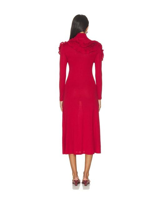 Ulla Johnson Red Solene Longsleeve Jersey Dress