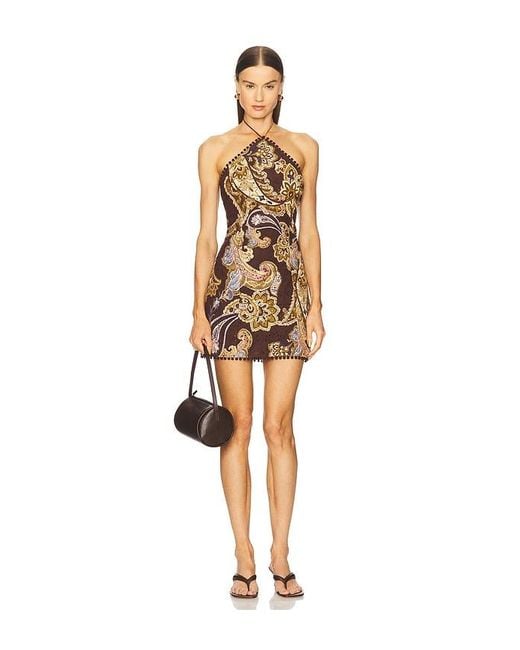 Hemant & Nandita Brown Halter Neck Mini Dress