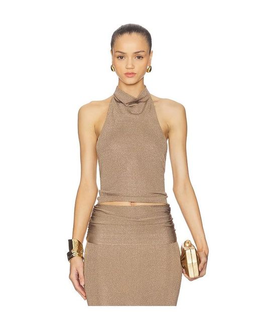Lovers + Friends Natural Renna Cowl Neck Sleeveless Top