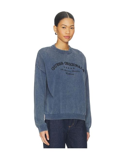 Guess Blue Boxy Logo Sweater