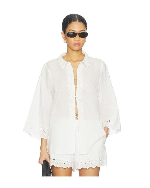 Bardot White Aleria Cotton Shirt With Trim