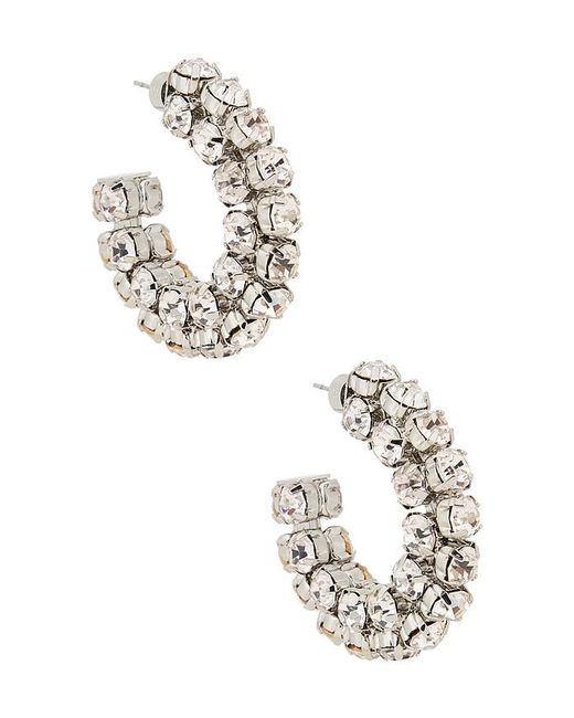 Area White Small Crystal Hoop Earrings