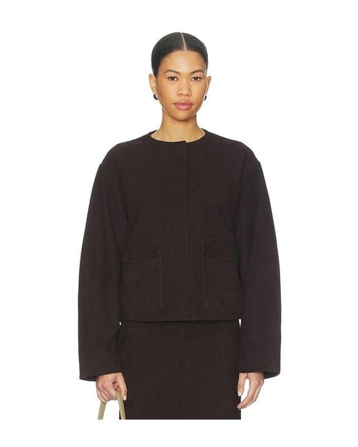 St. Agni Black Suede Utility Cocoon Bomber