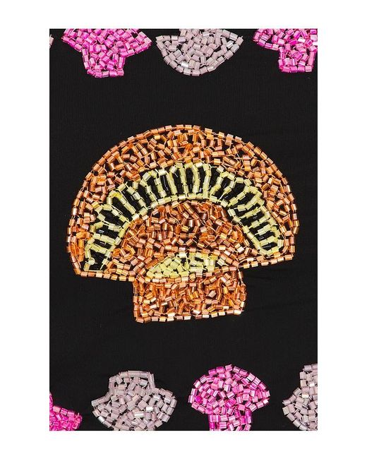 Oceanus Black New York Hand Embellished Top