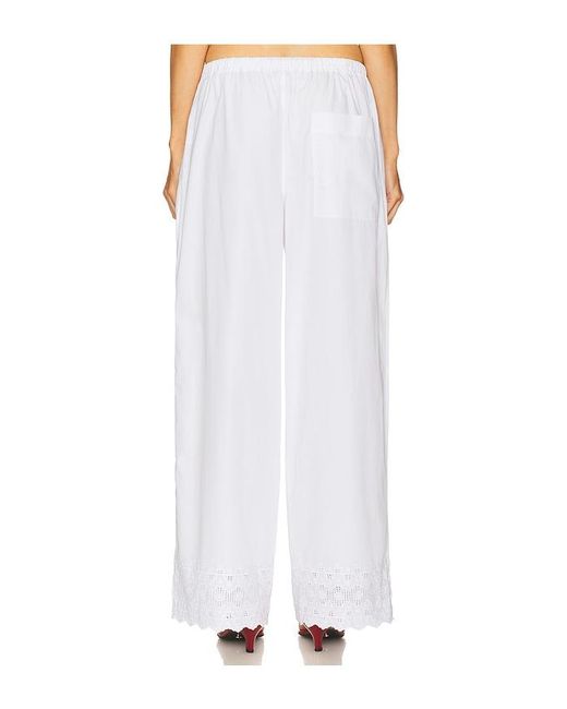 Helsa White The Summer Pant With Vintage Swiss Embroidery