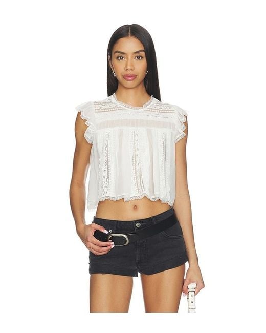 Free People White Sun Drenched Blouse
