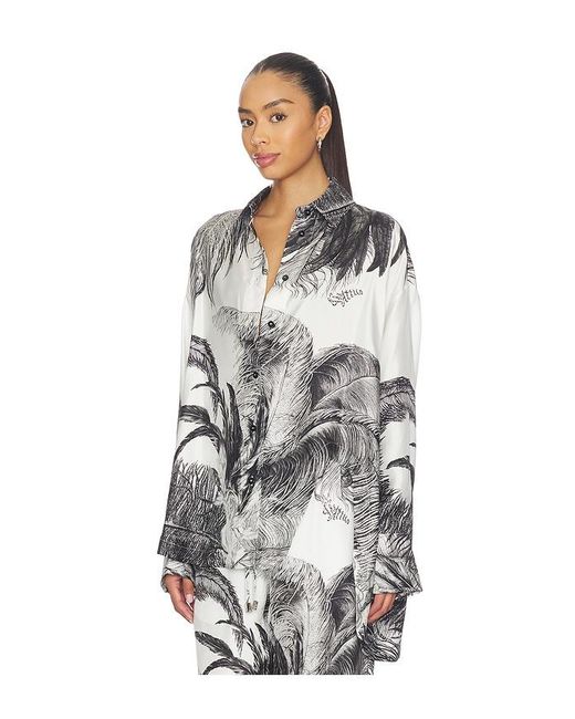 The Attico White Feather Print Shirt