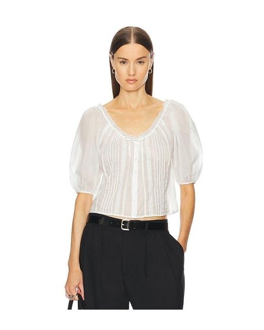 Helsa White Voile Peasant Blouse