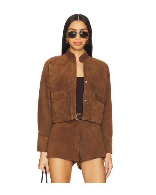 ZUT Brown X Revolve Cropped Hair-On Cowhide Leather Jacket