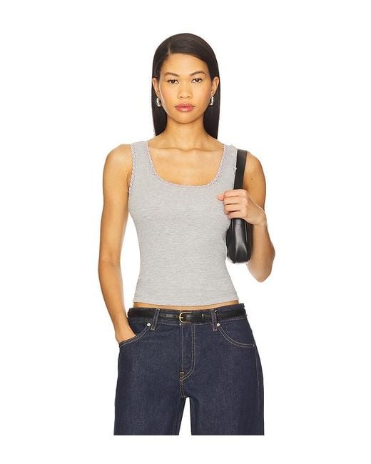 DONNI. Blue Vintage Rib Lace Tank Top