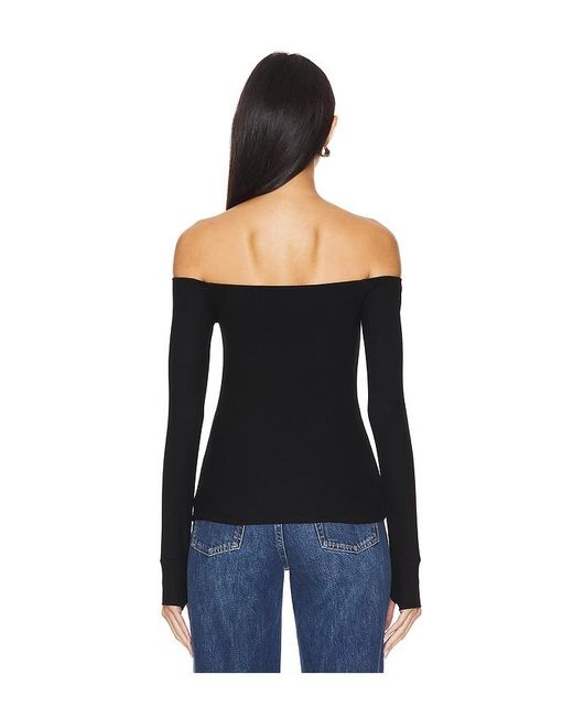 Michael Lauren Blue Lanny Off Shoulder Long Sleeve Top Double Layered Top