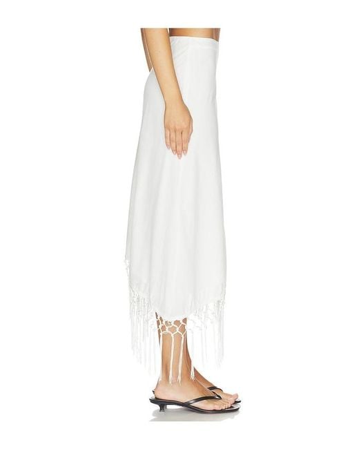 SNDY'S White Cascade Midi Skirt