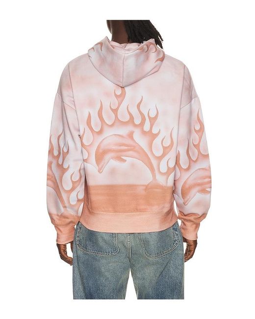 JUNGLES Pink Flaming Dolphin Airbrush Hoodie for men