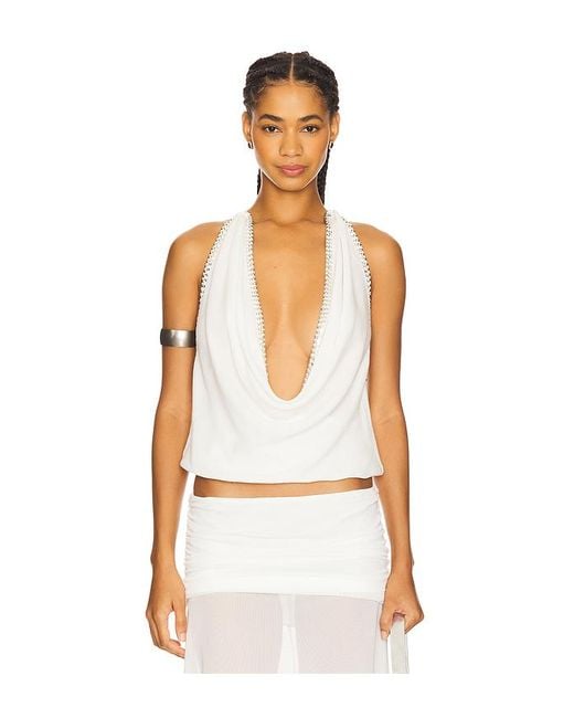 Jaded London Tatiana Backless Studded Top White