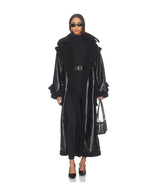 OTTOLINGER Black Shearling Oversized Split Coat